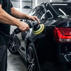 Poliravimo mašinėlė naudojama blizgaus automobilio paviršiaus priežiūrai