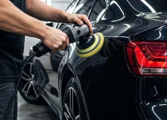 Poliravimo mašinėlė naudojama blizgaus automobilio paviršiaus priežiūrai